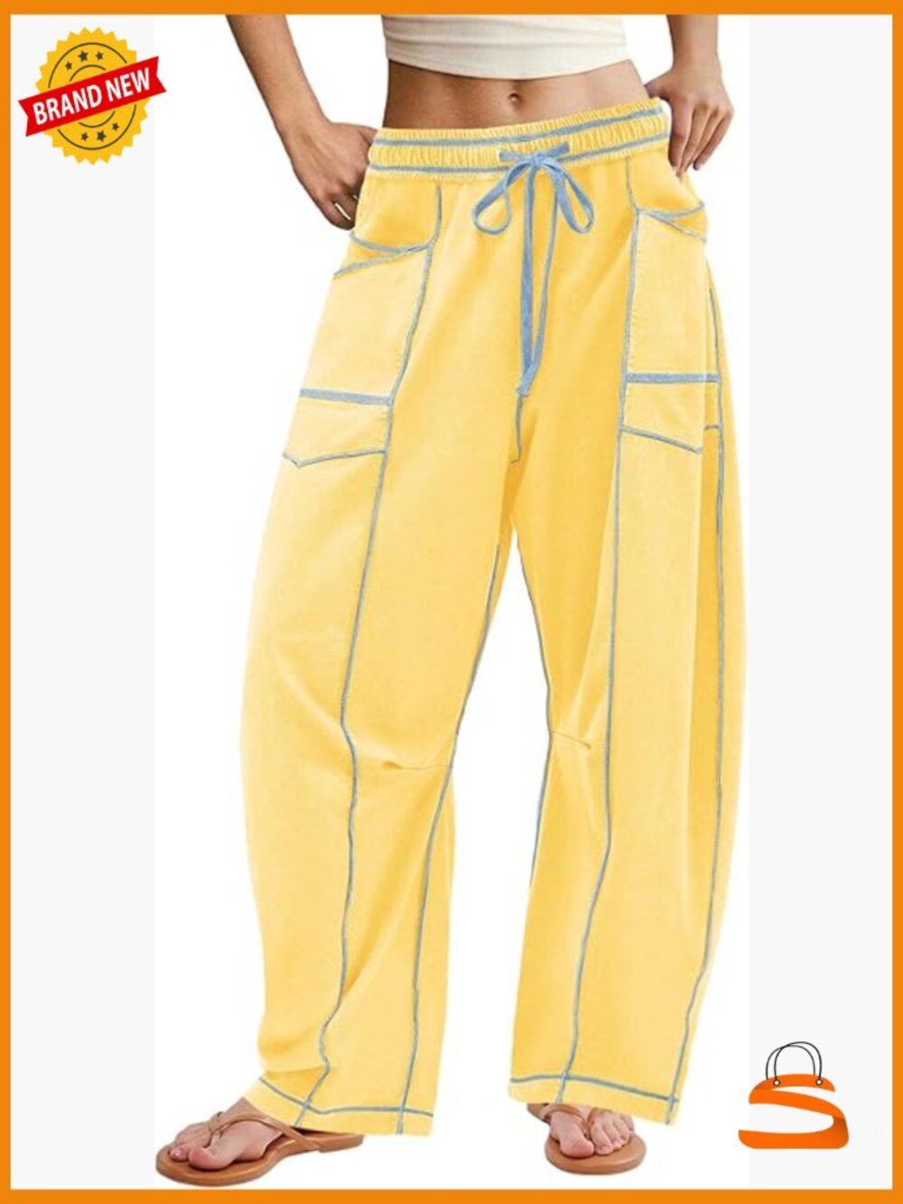 Womens Barrel Sweatpants Baggy Wide Leg Lounge Pants Travel